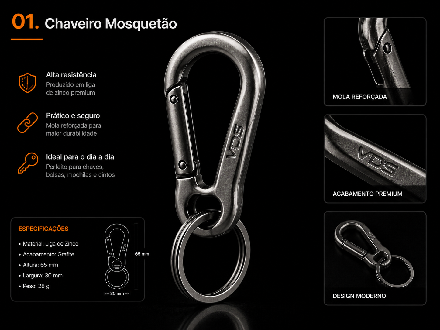 Chaveiro Mosquetão Grande